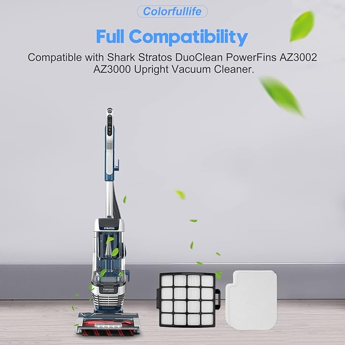Colorfullife AZ3002 Filters Replacement for Shark Stratos AZ3002 AZ3000 AZ3000W DuoClean PowerFins Stratos Upright Vacuum Cleaner, 2 HEPA and 4 Foam & Felt Filters