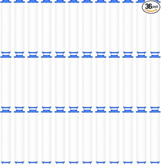 Macarrie 36 Pcs Shower Head Filters 3.7 Inch PP Cotton Filter Cartridge Filter High Pressure Handheld Turbo Fan Shower Heads Filter for Detachable Propeller Jet Sets