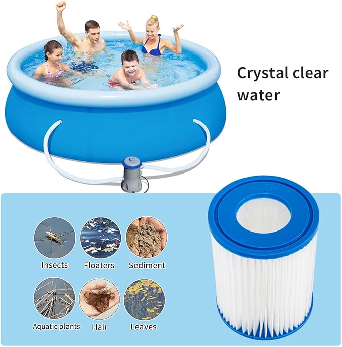 WuYan 4 Pack Swimming Pool Filter Compatible for Cartridge Type II, Replacement Hot Tubs Filter Compatible with Lay Z Spa Filter Pump