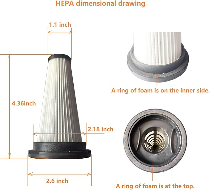 3Pack Hepa Filters Replacement Compatible with SUXIANGVAC Cordless Vacuum A27, Washable Cone Filters Compatible with VOKENE & VICEASE& OIRFND A27& TITIPOY A27 Series