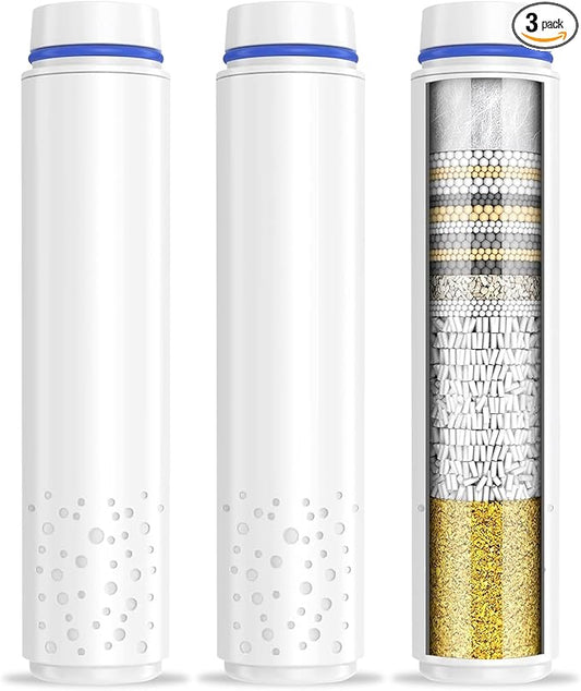 PWERAN 3 Pack Shower Filter for Handheld Shower Head,15 Stage Replacement Filters for Hard Water Remove Chlorine,Water Softener Filters Beads for Harmful Substances