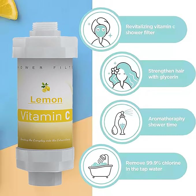 4PCS Vitamin C Shower Filter for Hard Water Filter Shower Aromatherapy Bathroom Accessories Fixed Handheld Showerheads Bathtub Faucet Remove Chlorine Fluoride Heavy Metals Lemon Jasmine Lavender Ocean