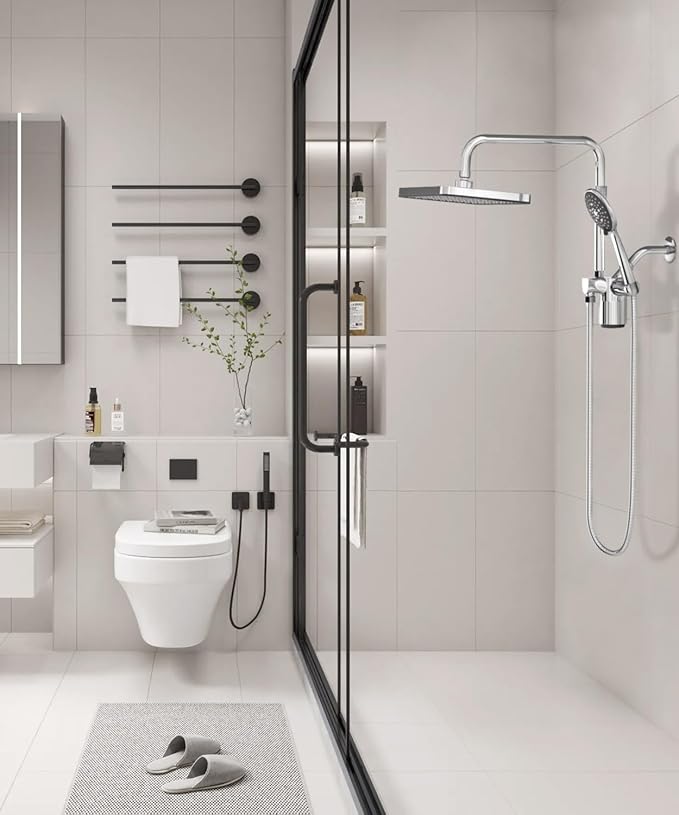 Filtered Shower Head with Handheld Spray Combo,12 inch High Pressure Rainfall Shower Head with Adjustable Slide Bar,Dual Rainfall Showerhead,Bathroom Accessories,Chrome