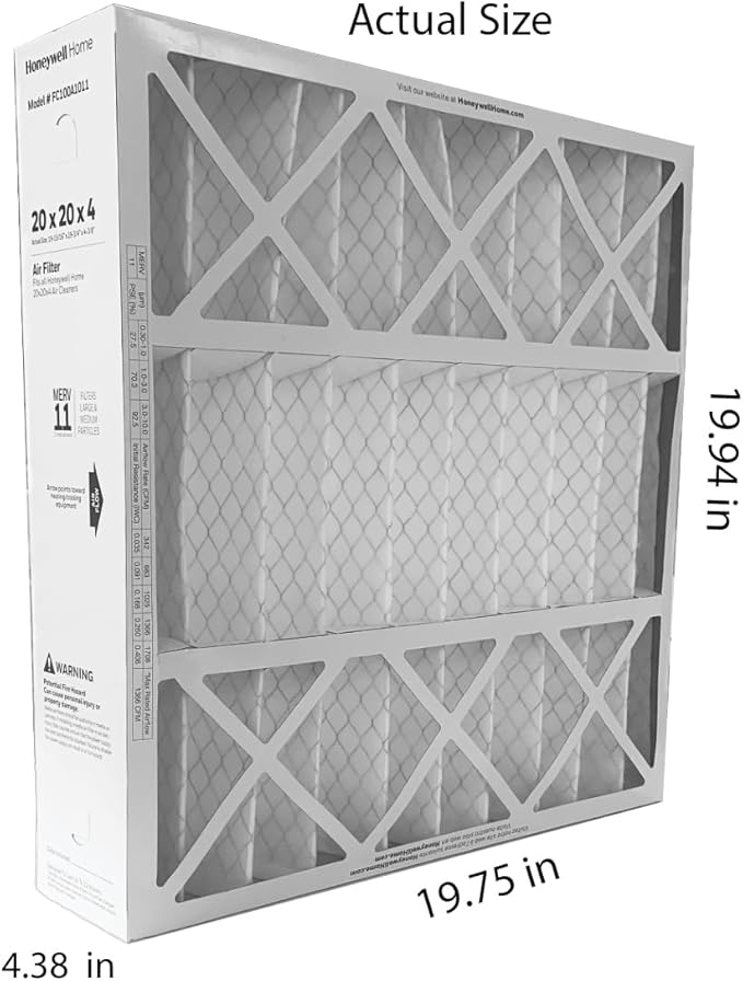 Honeywell FC100A1011-20" x 20" x 4" Pleated Air Filter, MERV 11 Bundle with Same Day Supply Filter Change Reminder (2)