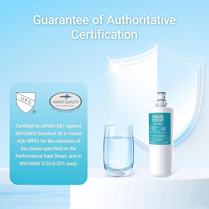 AQUA CREST 3US-AF01 Under Sink Water Filter, Replacement for Standard Filtrete® 3US-AF01, 3US-AS01, Aqua-Pure AP Easy C-CS-FF, WHCF-SRC, WHCF-SUFC, WHCF-SUF, NSF/ANSI 42 Certified, 3 Pack