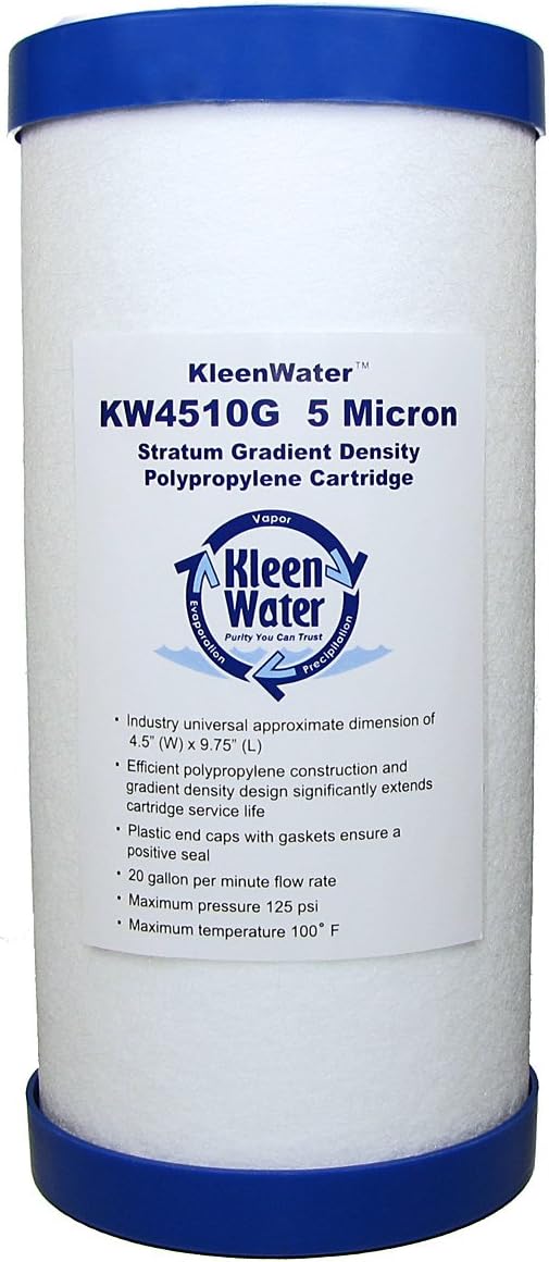 KleenWater KW4510G Dirt Rust Sediment Filter Multi-Pack, Whole House Water Filter Replacement Cartridge, Set of 4, PWFRG357 O-Ring, Qty 1