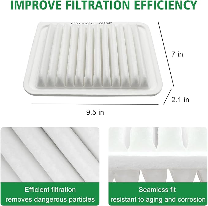 Capume 2PCS Cabin Engine Air Filter Kit Fits for 2009-2019 Corolla, 2017-2018 Corolla iM, 2009-2013 Matrix, 2008-2014 xD, 2016 iM, 2009-2010 Vibe, Replace CF10285, 87139-30070, CA10190, 17801-21050