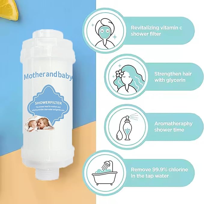 Vitamin C Shower Filter for Hard Water, Shower Aromatherapy, Water Purifier Bathroom Accessories Remove Chlorine Fluoride Heavy Metals Improves Skin Condition Protects Hair Rose Scent