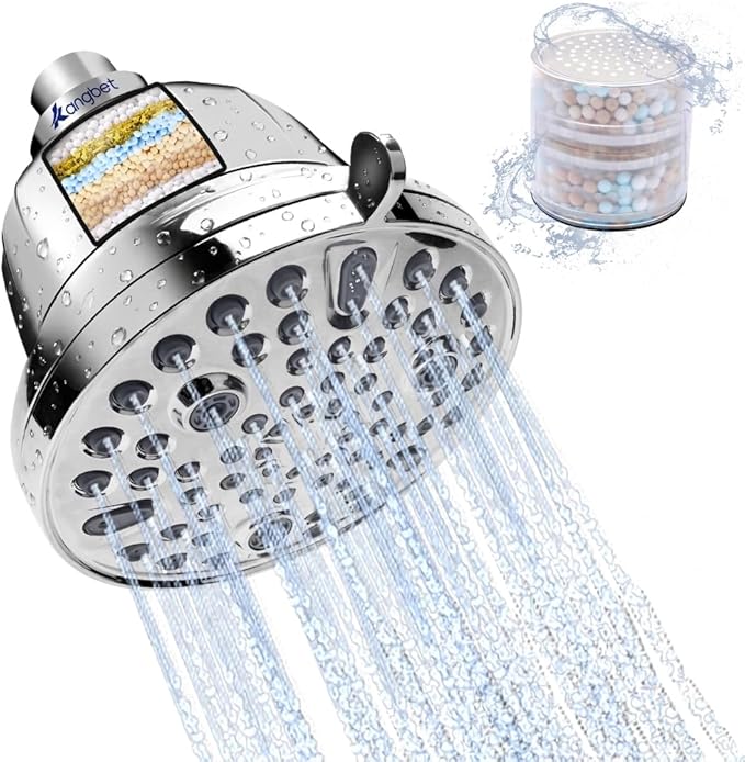 Filtered Shower Head for Healthier Hair & Skin – Removes Chlorine & Heavy Metals,Shower Head Filter for Hard Water Protect Colored Hair, And Soothe Dry Skin (Chrome)