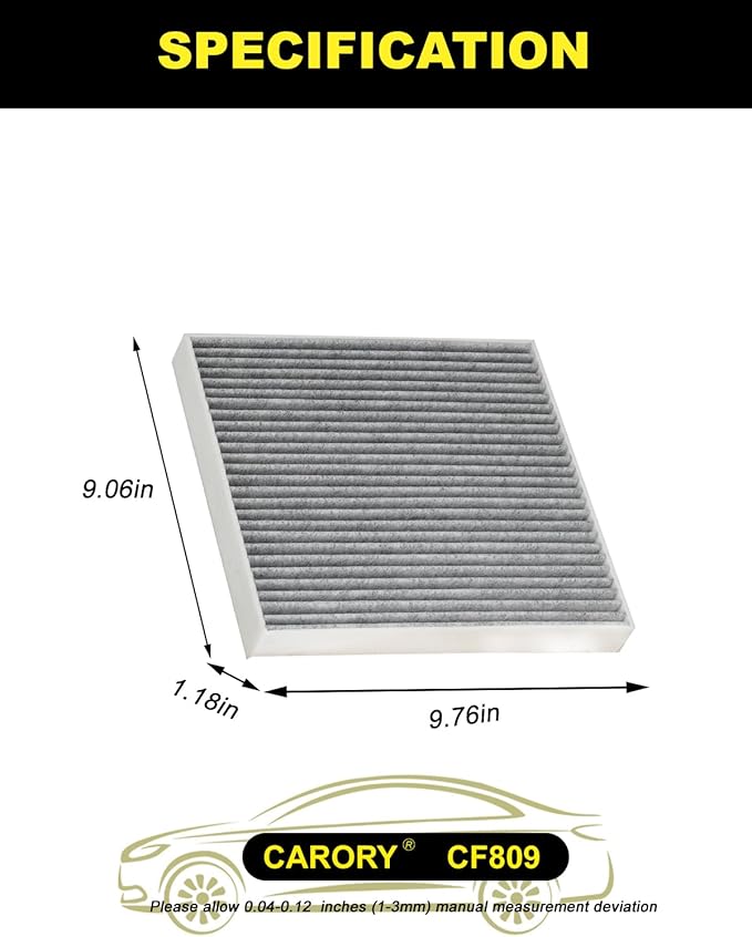 CARORY Cabin Air Filter w/Activated Carbon for Chevy Silverado 1500 2014-2018, Tahoe 2015-2020, Suburban 2015-2020, GMC Sierra 1500 2014-2018, Yukon 2014-2020, Yukon XL 2014-2020