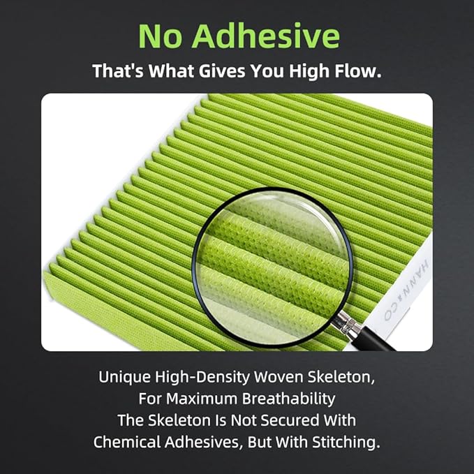 HANN&CO Activated Carbon High Flow HEPA Cabin Filter With Braided Stitching Process For Toyota，Lexus，Subaru，Mazda Replacement CF12157，CP157（HCC1012）