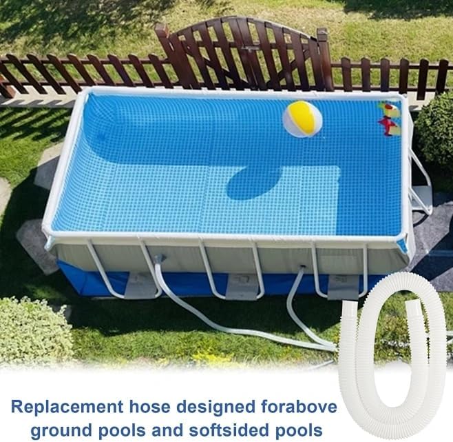 Pool Filter Pump Hose for Intex Pool Accessories - 1.25"Diameter Replacement Pool Hoses for Above Ground Pools Parts Compatible with Coleman ＆ Bestway,59"Long With 8 Clamps (3, White)