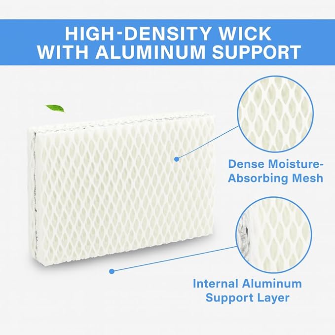 WF813 Humidifier Filter Replacement, High-Density Wick Filters Compatible with Equate EQWF813, Relion RCM832/RCM-832N, ProCare PCWF813, EQ-2119-UL, PCCM-832N Cool Mist Humidifiers (6-Pack)
