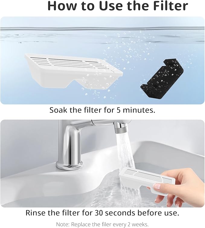 Dog Water Fountain Filter for 170oz/5L Pet Water Dispenser,6 Pack pet Fountain Filter Replacement, Supersuki Multiple Filtration Dog Water Filter Replacement(6 Filters & 6 Sponges)