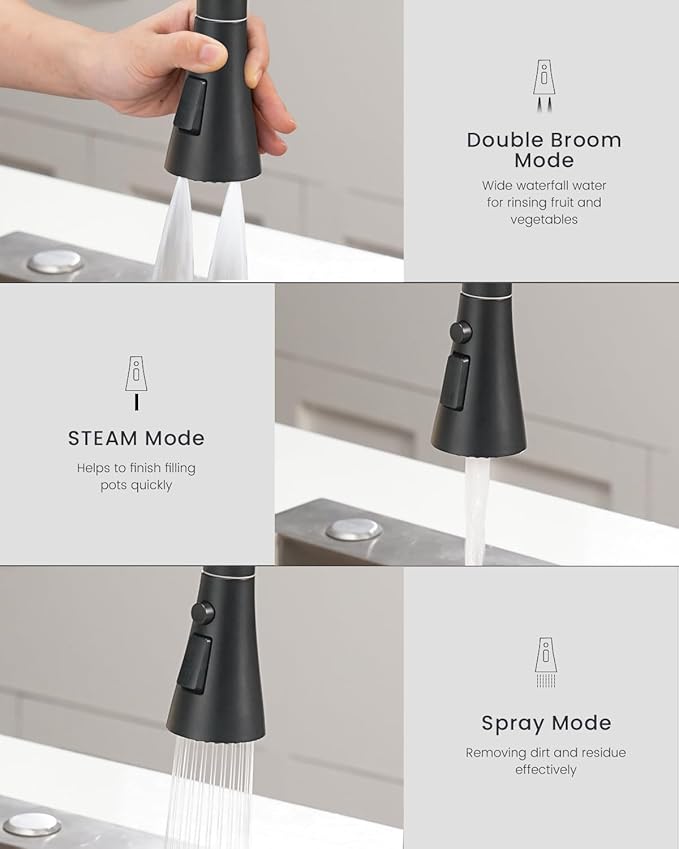 APPASO Touchless Kitchen Faucet, CUPC-Certified Hoses, Matte Black Hands Free Sink Faucet with Soap Dispenser and Pull Down Sprayer 3 Modes, Activated Motion Sensor Faucets S304 Stainless Steel