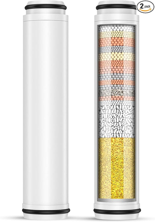 FEELSO Shower Filter for Handheld Shower Head, 2 Pack 15 Stage Replacement Filters for Hard Water Remove Chlorine and Harmful Substances