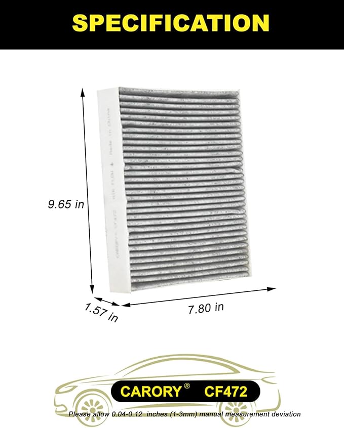CARORY Cabin Air Filter w/Activated Carbon for BMW 320i (2013-2018), 328i (2013-2016), 330i (2017-2019), 335i (2014-2015), M2 (2016-2021), OE# 64119237554, 64119237555, CF11472, XC10010C