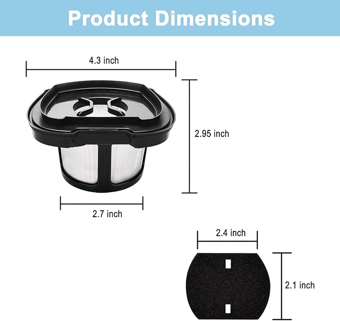 2284w Vacuum Filter Replacement for Bissell Pet Hair Eraser Hand Vacuum 2284W, 2390A, 2390, 2389, 2579, Part # 1614212, 1614203, 1614204, 6 Vacuum Filters, 6 Foam Filters