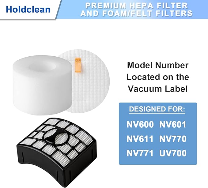 UV700 Vacuum Filters Replacement for Shark DuoClean Lift-Away Upright Vacuum NV770, NV771, NV611, Replacement Parts XFF600 XHF600 (2 HEPA + 4 Foam + Felt Filter)