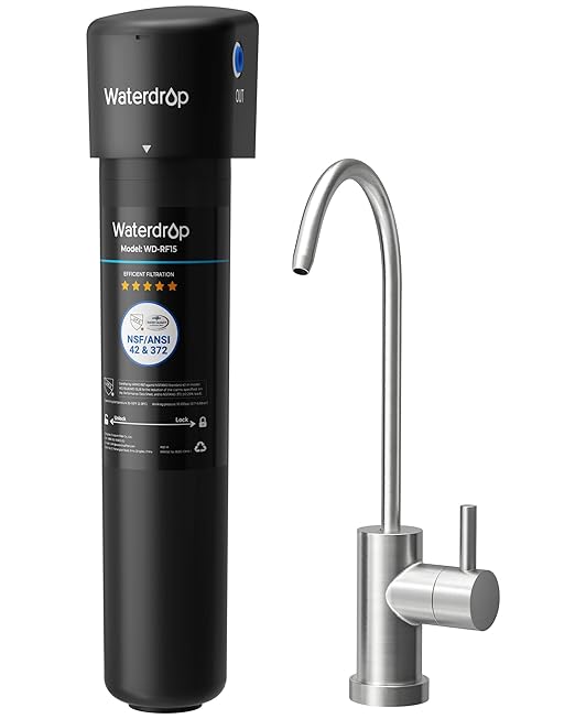 Waterdrop 15UB Under Sink Water Filter System, Reduces PFAS, PFOA/PFOS, Lead, Chlorine, Bad Taste & Odor, NSF/ANSI 42 Certified, Under Sink Water Filter with Faucet, 2 Years