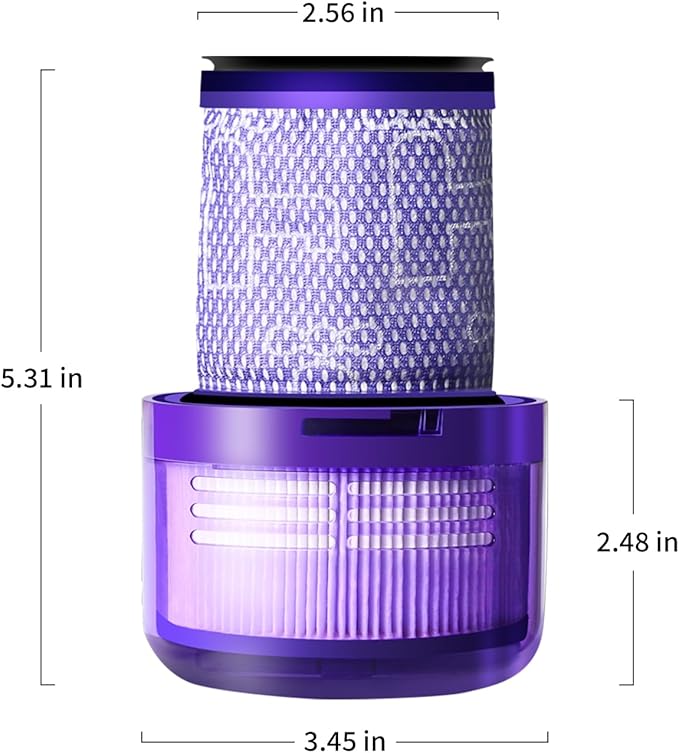Keluke 3 Pack Filter Replacement Compatible with Dyson V12 Detect Slim, V12 Slim Absolute, V12 Slim Motorhead,V12 Detect Slim Fluffy,3 Filters and 1 Clean Brush,Compare to Part 971517-01