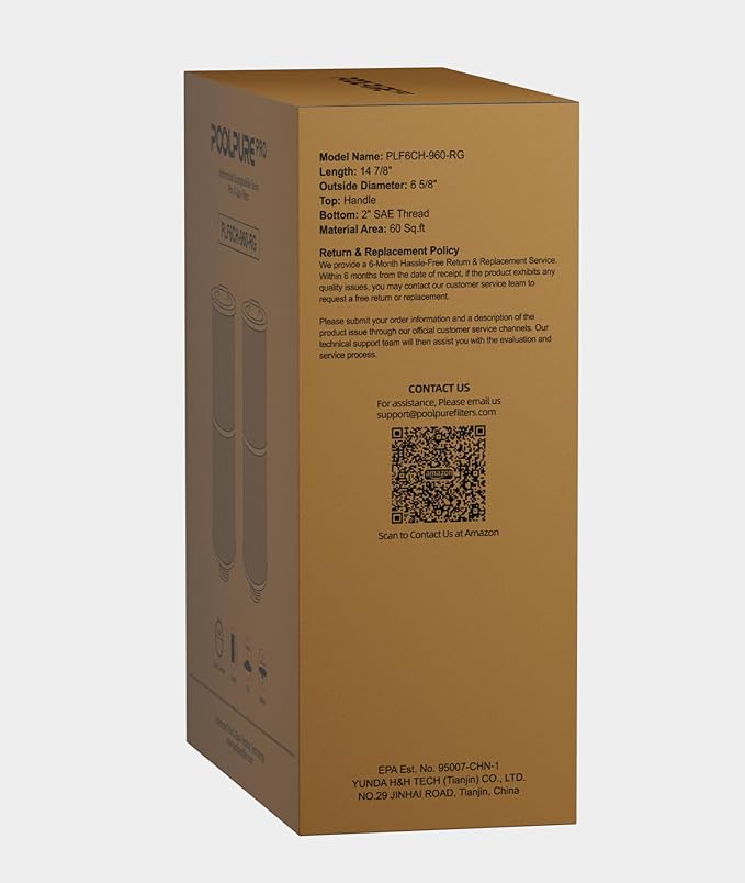 POOLPURE 6CH-960 Antimicrobial Spa Filters, Compatible with PJW60TL-F2S, Jacuzzi J-300, J400, Unicel 6CH-960, FC-2800, 6540-476, 6540-383, Hot Tub Filter with Closed Handle