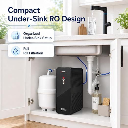 ANGEL X1 Pro Reverse Osmosis Water Filter, 7-Stage Under Sink Water Filtration System, 3 Years RO Life, 2:1 Pure to Drain, Reduces PFAS/PFOS, TDS, Chlorine, Bad Taste & Odor, Lead-Free