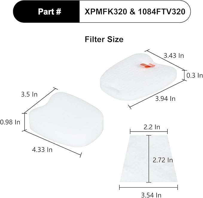HV370 Filter Compatible with Shark HV370 HV371 HV322 HV345 HV343AMZ ZS350 ZS351 ZS352 HV320 HV321 HV324Q HV345 HV401 Rocket Pro Corded Stick Vacuum (2 Sets)
