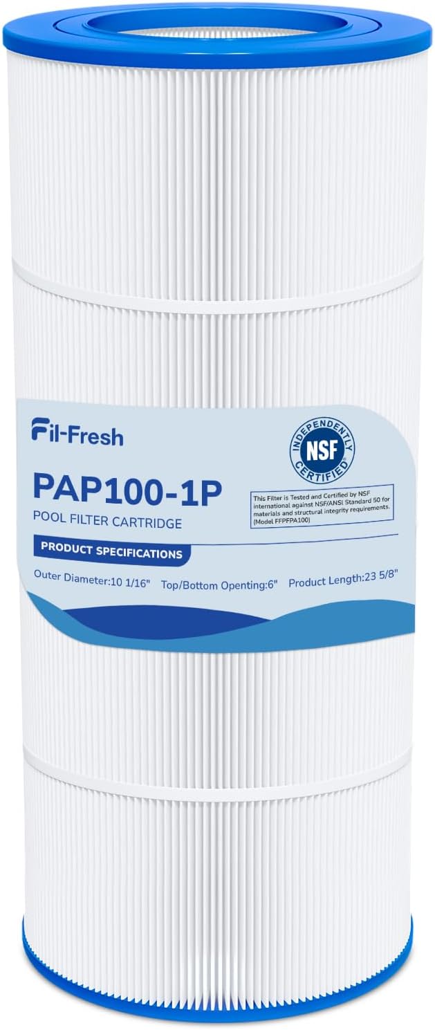 Fil-fresh CC100 Pool Filters Cartridge Compatible with Pentair Clen & Clear 100, Replace for Pleatco PAP100, Pentair R173215, Unicel C-9410, 100 sq. ft, 1-Pack