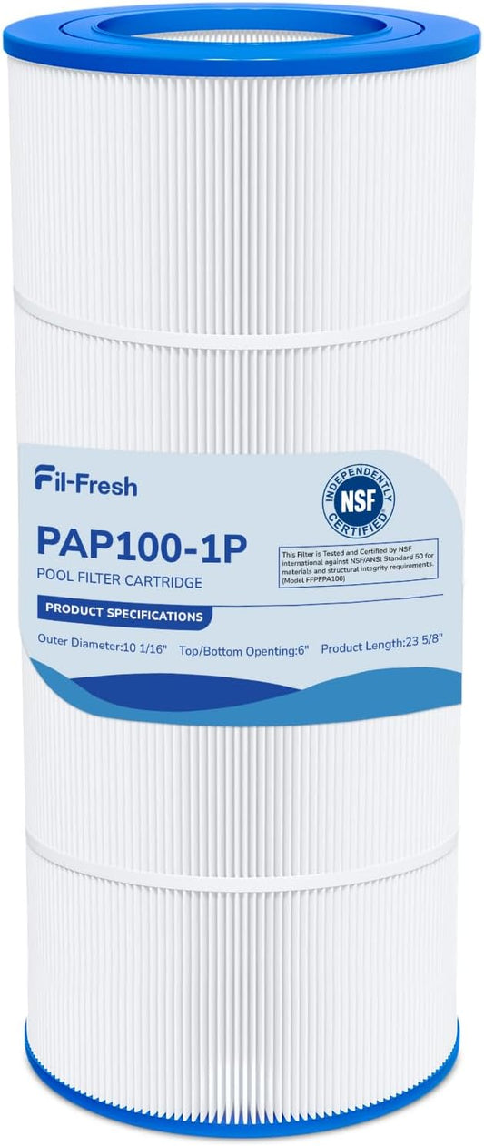 Fil-fresh CC100 Pool Filters Cartridge Compatible with Pentair Clen & Clear 100, Replace for Pleatco PAP100, Pentair R173215, Unicel C-9410, 100 sq. ft, 1-Pack