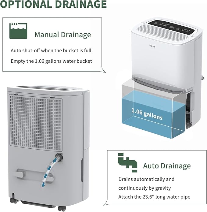 80 Pints Energy Star Dehumidifier with Drain Hose and WIFI for Large Spaces up to 5,000 Sq.Ft, Auto Defrost & Continuous Drainage - Ideal for Home Basements, Bathroom, and Bedroom