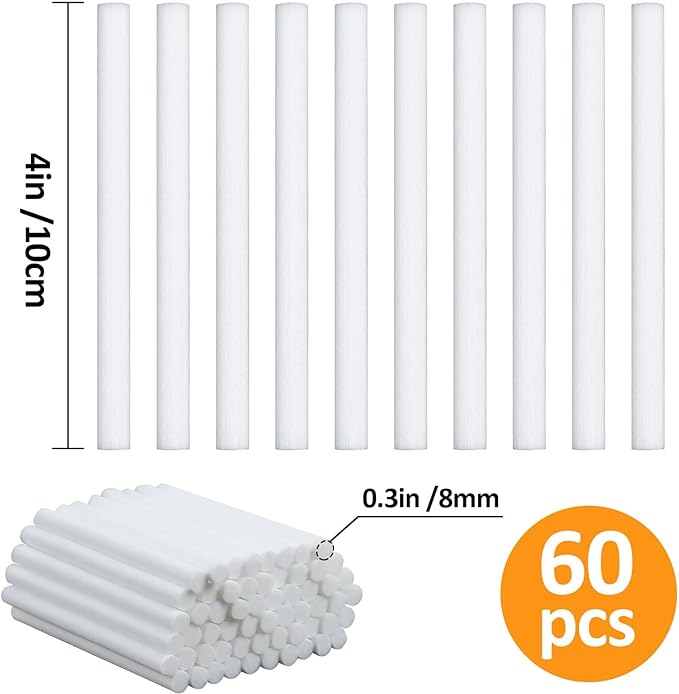 60PCS Humidifier Stick Filter Refill - Mini Air Diffuser Pure Wicks Refill Cotton Filter Sticks Replacement Wicks for Small Portable Humidifier Diffuser in Office Bedroom Home