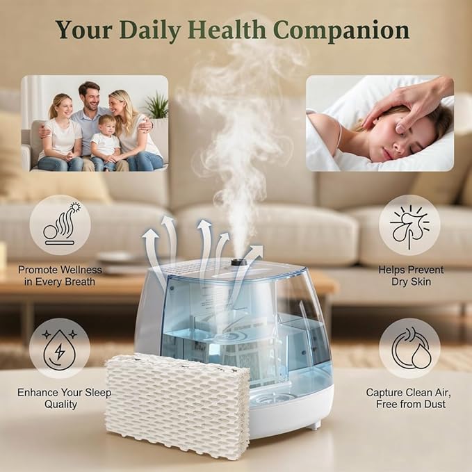 WF813 Humidifier Filter Replacement, High-Density Wick Filters Compatible with Equate EQWF813, Relion RCM832/RCM-832N, ProCare PCWF813, EQ-2119-UL, PCCM-832N Cool Mist Humidifiers (6-Pack)