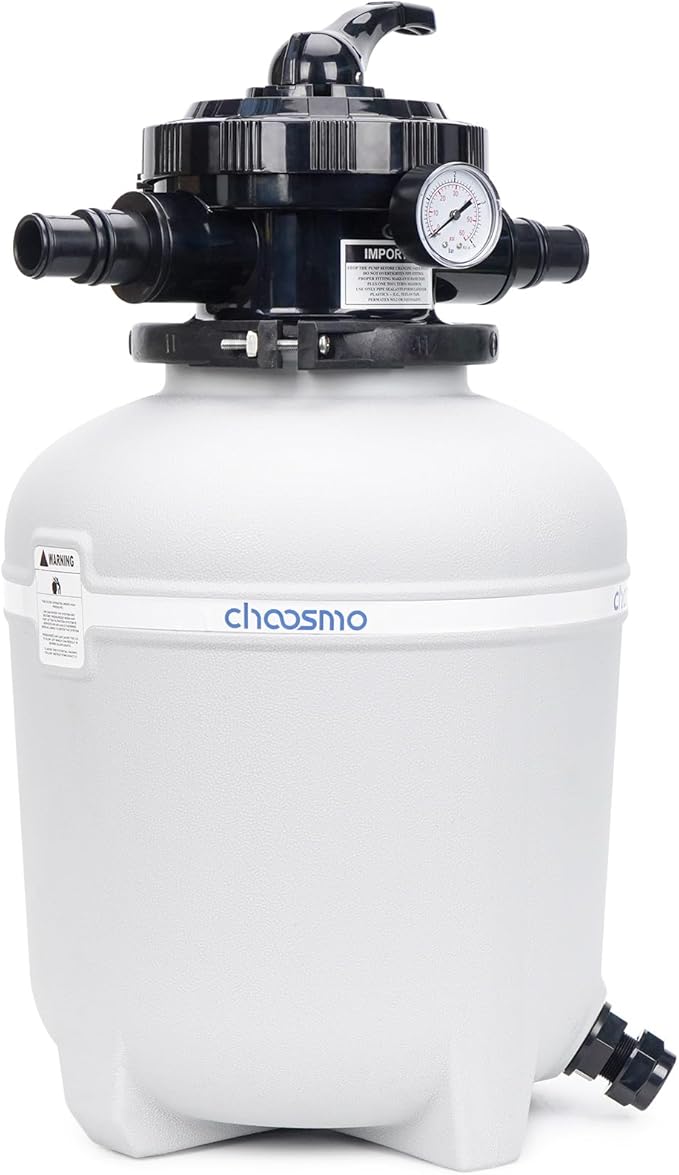 14 Inch Pool Sand Filter Tank Replacement Kit with 6-Way Multi-Port Valve and 1.25/1.5 in Hose Adapters for Compatible Above Ground Sand Filter Systems, Pump Not Included