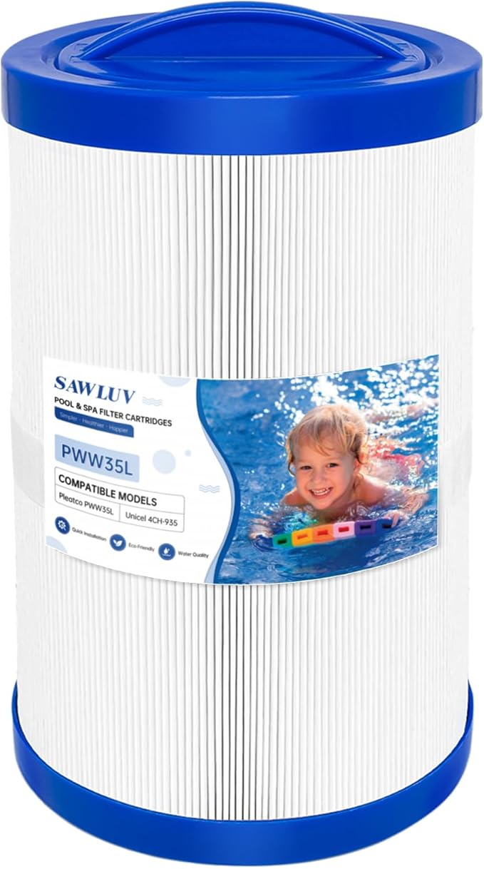 1-Pack PWW35L Hot Tub Filter Cartridge Replacement for Plea tco PWW35L, Unicel 4CH-935, Waterway 817-4035, Master Spas, Filbur FC-0170, 35 Sq.Ft Pool Spa Filter with 1-2/3" SAE Thread