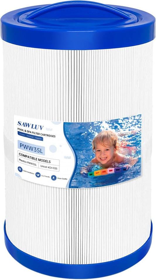 1-Pack PWW35L Hot Tub Filter Cartridge Replacement for Plea tco PWW35L, Unicel 4CH-935, Waterway 817-4035, Master Spas, Filbur FC-0170, 35 Sq.Ft Pool Spa Filter with 1-2/3" SAE Thread
