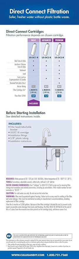 Culligan US-DC1 Under Sink Connect Drinking Water Direct Conn WTR System, White