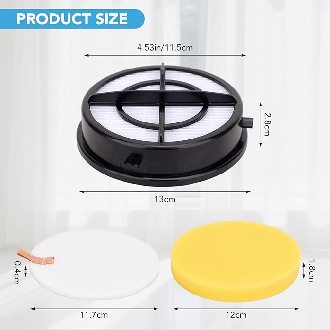 16871 1650 Filter Replacement Compatible with Bissell Pet Hair Eraser Upright Vacuum - Replacements Model 27909 1650 1650A 2281 2475 2790 2817 Part 1608861 1608860-4 + 4 + 4 Pack