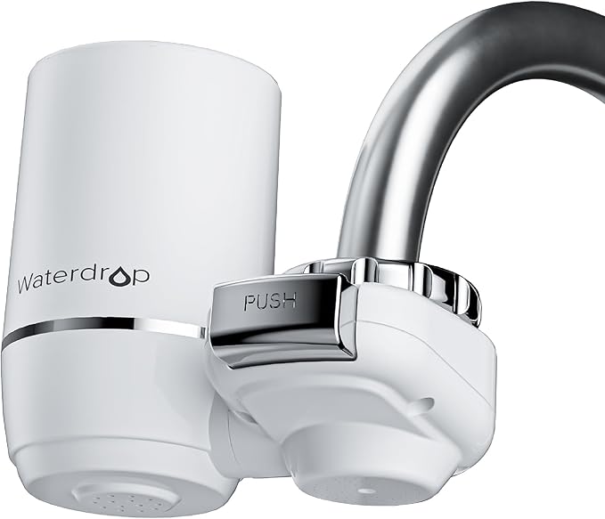 Waterdrop FC-02 Faucet Water Filter for Skin Care, Bathroom Sink Filter, NSF Certified Faucet 0.01μm Ultra-Filtration Water Filter, Reduces Chlorine Lead-Free Material, 320 Gallons, White, 1 Filter