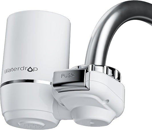 Waterdrop FC-02 Faucet Water Filter for Skin Care, Bathroom Sink Filter, NSF Certified Faucet 0.01μm Ultra-Filtration Water Filter, Reduces Chlorine Lead-Free Material, 320 Gallons, White, 1 Filter