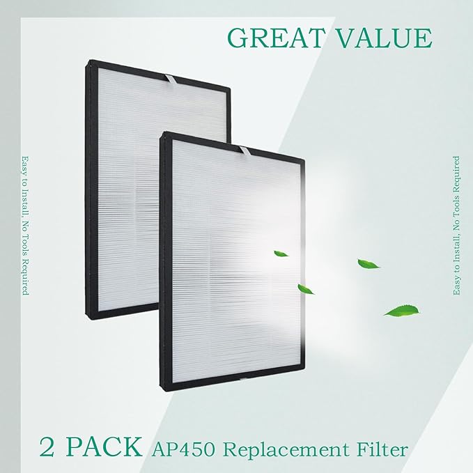 AP450FA Replacement Filter for Envion Allergy Pro AP450 Air Purifier, H13 True Hepa, 2 Pack, Model AP450F