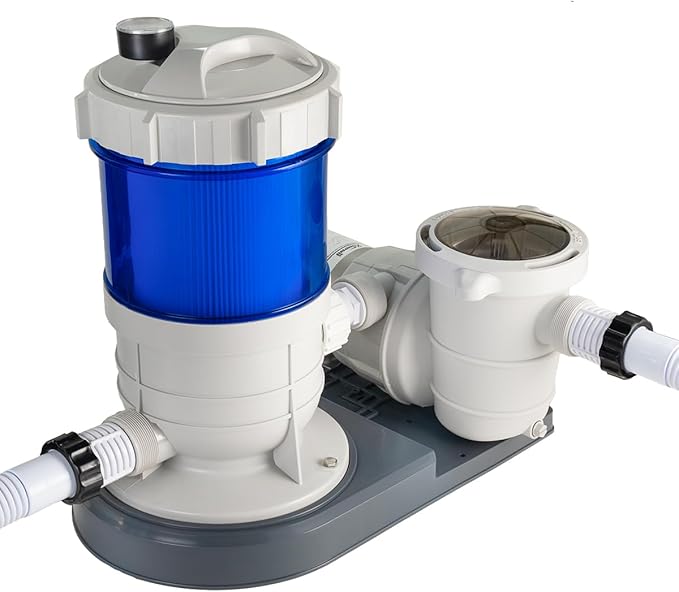 XtremepowerUS 1,800 GPH Pool Cartridge Filter System w/Pool Pump for Above Ground Swimming Pool Up To 18,000 Gallons, 1.5” Ports Includes Hoses and Adaptors