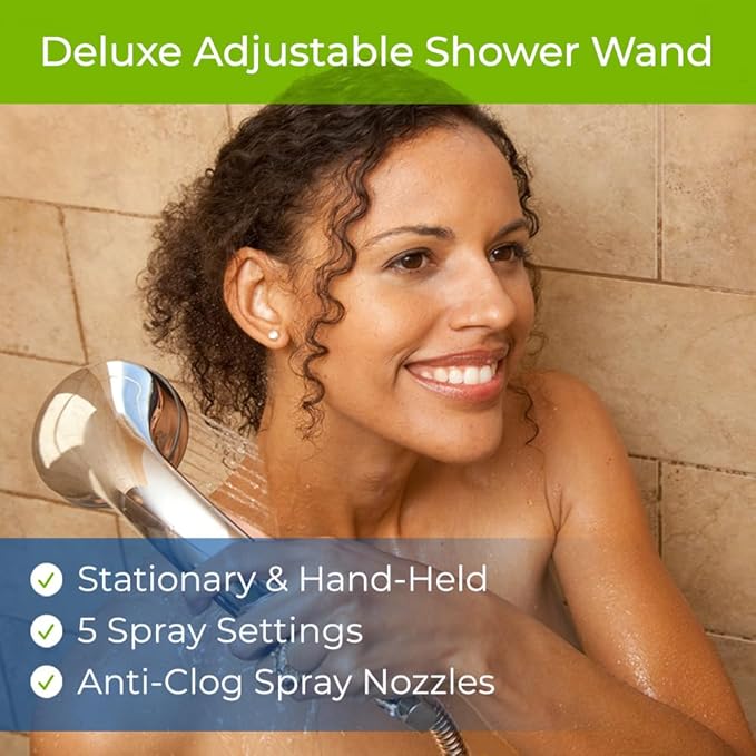WaterChef Premium Shower Filter System SF-7C (Brushed Nickel) - Deluxe Adjustable Wand, Advanced Filtration for Superior Chlorine Reduction - NSF/ANSI Certified: 96.6% of Chlorine, 10,000 Gal., USA