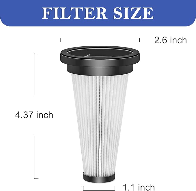 Replacement Filter compatible with VICEASE A27/Vacusion VBS-01/SUXIANGVAC A27/VOKENE A27,OIRFND A27/TITIPOY A27/NADALY N16/CHEBIO C8/Natrogix A40/Trucozie T350 Cordless Vacuum Cleaner,Filter-4Pack.