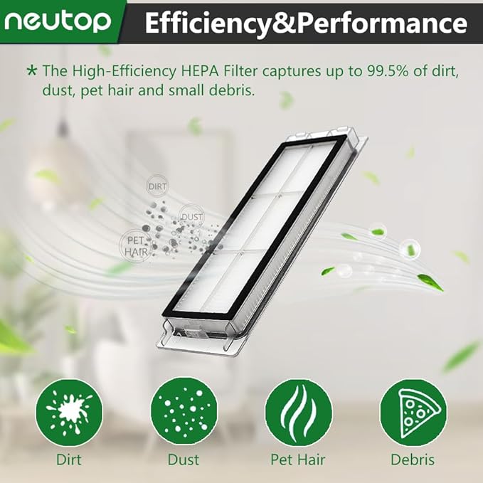 Replacement Filters Parts, Compatible with Roborock S6 MaxV/Pure, S6, S5, S5 Max, S4 Max, S4, E5, E4, E20, E25, E35, Robot Vacuums, 8-Pack.