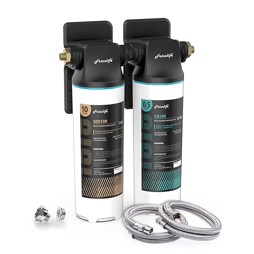 Frizzlife DW10 Under Sink Water Filter System, NSF/ANSI 53&42 Certified Elements, Reduces 99.99% Lead, Chlorine, Fluoride, Bad Taste & Odor, Direct Connect, 0.5 Micron, USA Tech