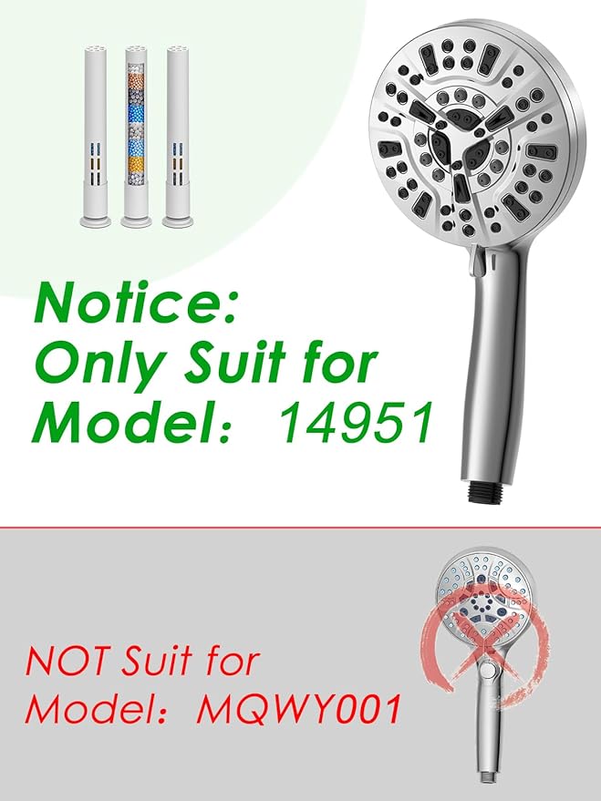 Pavezo® Replacement Shower Filter for Handheld Shower Head 【No.14951 (ASIN: B09YN8Z2YD), Multi-stage Filter for Hard Water Reduce Chlorine and Restore PH Balance,Glowing Skin (White-3Pcs)