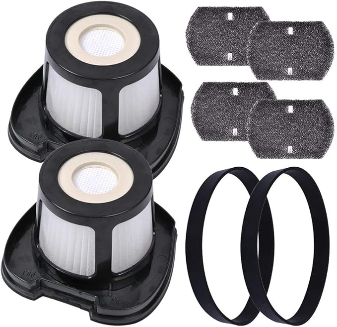 KEEPOW 2 Pack 2284w Vacuum Replacement Filter for Bissell Pet Hair Eraser Filter Hand Vacuum 2284W 2390 2389 2390A, Compare to Parts # 1614212 1614203 1614204, with 2 Replacement Belts (2+2+4)