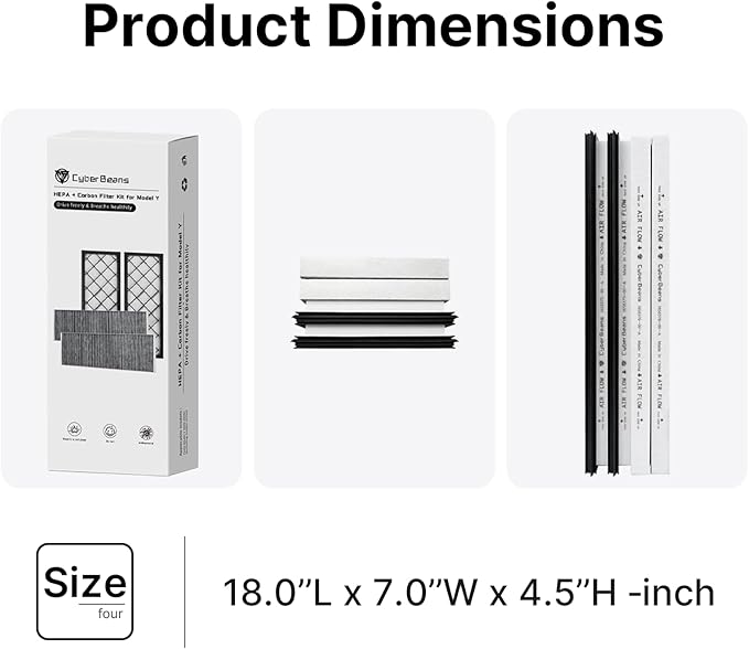(4 Pack) HEPA Carbon Air Filter Kit Compatible with Tesla Model Y, Carbin Air Conditional Replacement with External Intake Activated Carbon 2020-2024/2025/2026 Juniper Accessories