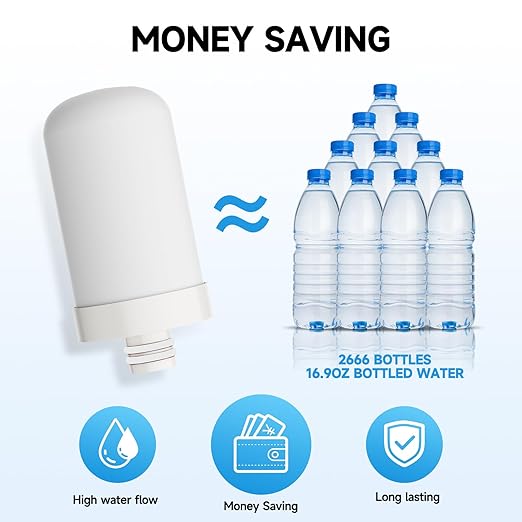 Water Filter for Sink Faucet, Stainless Steel Water Purifier for Kitchen Sink, Reduces PFAS, Lead, Chlorine & Microplastics, 350 Gallons Long-Lasting for Kitchen & Bathroom, 2 Filters